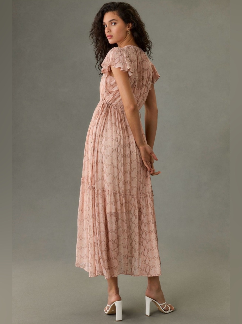 Anthropologie Blush V-Neck Flutter Sleeve Midi Dress Size 1X - Picture 2 of 8